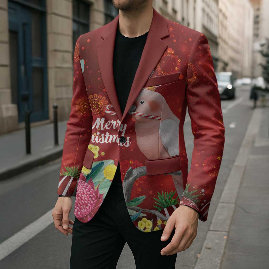 Australia Pink Cockatoo Christmas Blazer Aussie Native Flowers Merry Xmas - Red - Aussie Hoodie