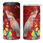 Australia Pink Cockatoo Christmas 4 in 1 Can Cooler Tumbler Aussie Native Flowers Merry Xmas - Red - Aussie Hoodie