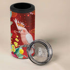 Australia Pink Cockatoo Christmas 4 in 1 Can Cooler Tumbler Aussie Native Flowers Merry Xmas - Red - Aussie Hoodie