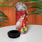 Australia Pink Cockatoo Christmas 4 in 1 Can Cooler Tumbler Aussie Native Flowers Merry Xmas - Red - Aussie Hoodie