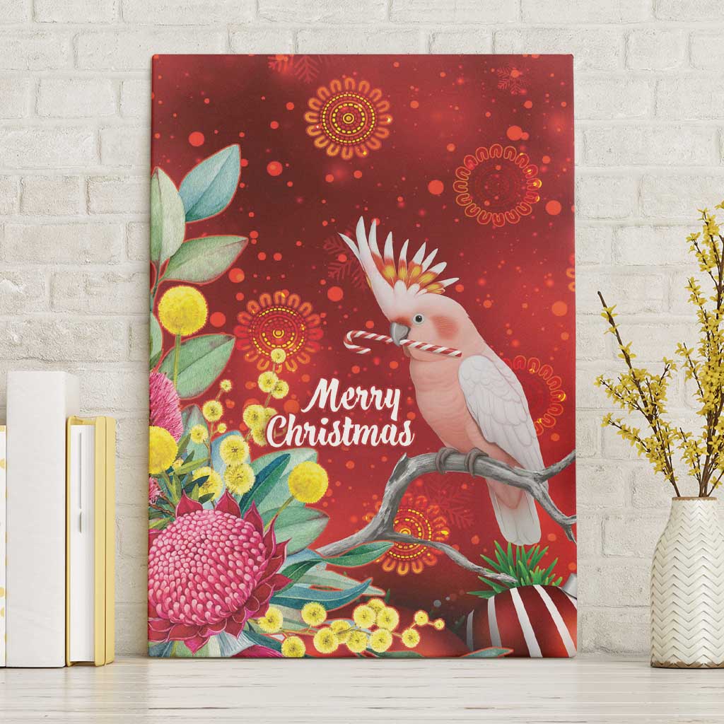 Australia Pink Cockatoo Christmas Canvas Wall Art Aussie Native Flowers Merry Xmas - Red - Aussie Hoodie
