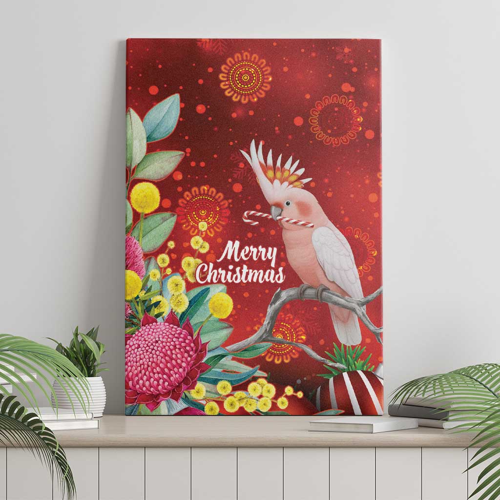 Australia Pink Cockatoo Christmas Canvas Wall Art Aussie Native Flowers Merry Xmas - Red - Aussie Hoodie