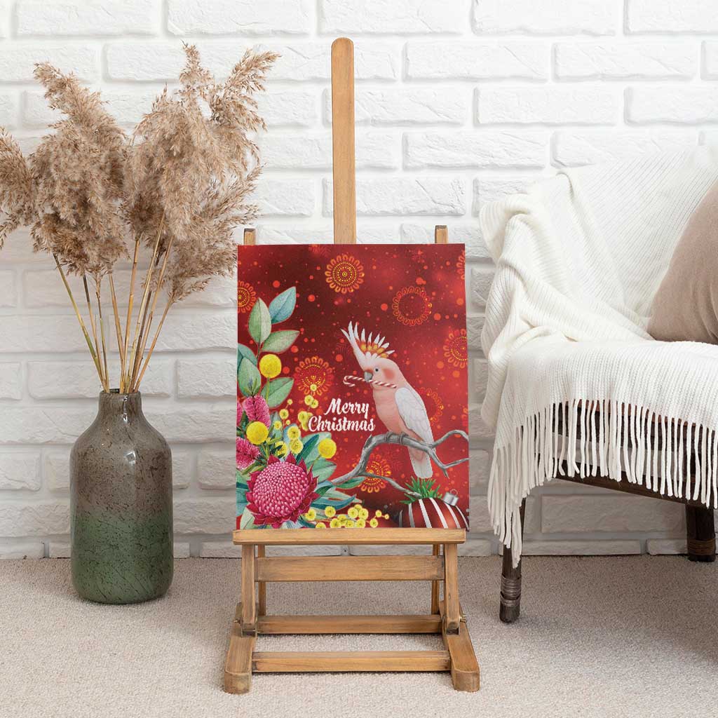 Australia Pink Cockatoo Christmas Canvas Wall Art Aussie Native Flowers Merry Xmas - Red - Aussie Hoodie