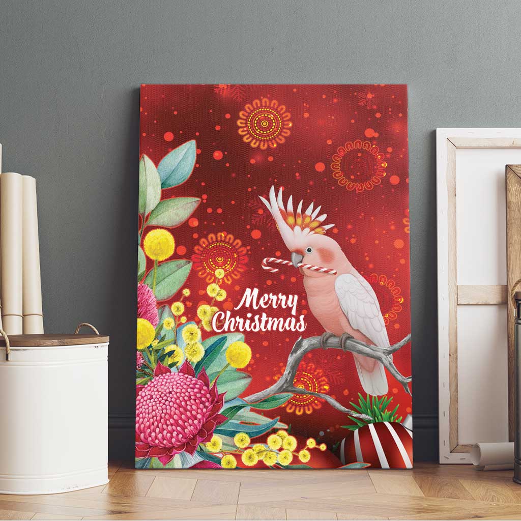 Australia Pink Cockatoo Christmas Canvas Wall Art Aussie Native Flowers Merry Xmas - Red - Aussie Hoodie