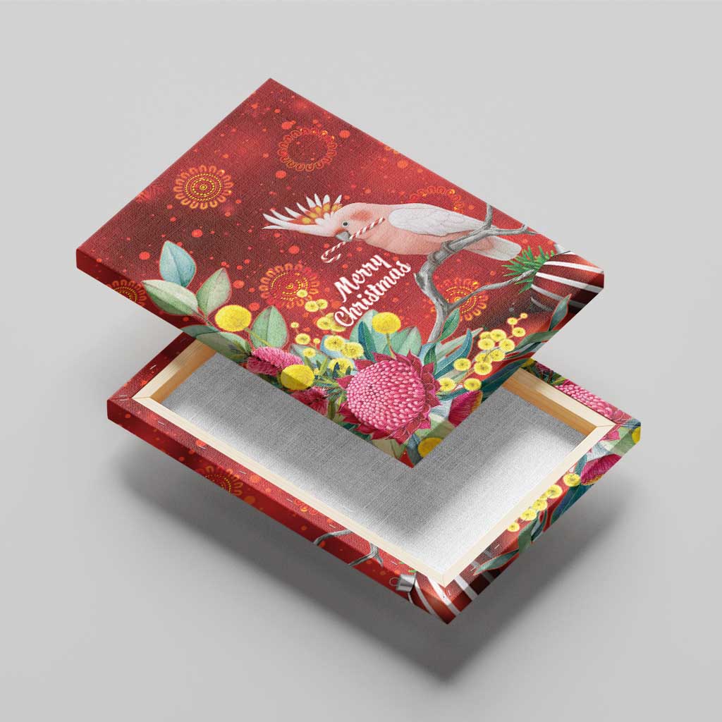 Australia Pink Cockatoo Christmas Canvas Wall Art Aussie Native Flowers Merry Xmas - Red - Aussie Hoodie