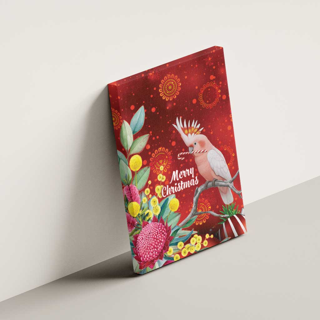 Australia Pink Cockatoo Christmas Canvas Wall Art Aussie Native Flowers Merry Xmas - Red - Aussie Hoodie