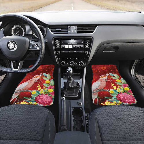 Australia Pink Cockatoo Christmas Car Mats Aussie Native Flowers Merry Xmas - Red - Aussie Hoodie