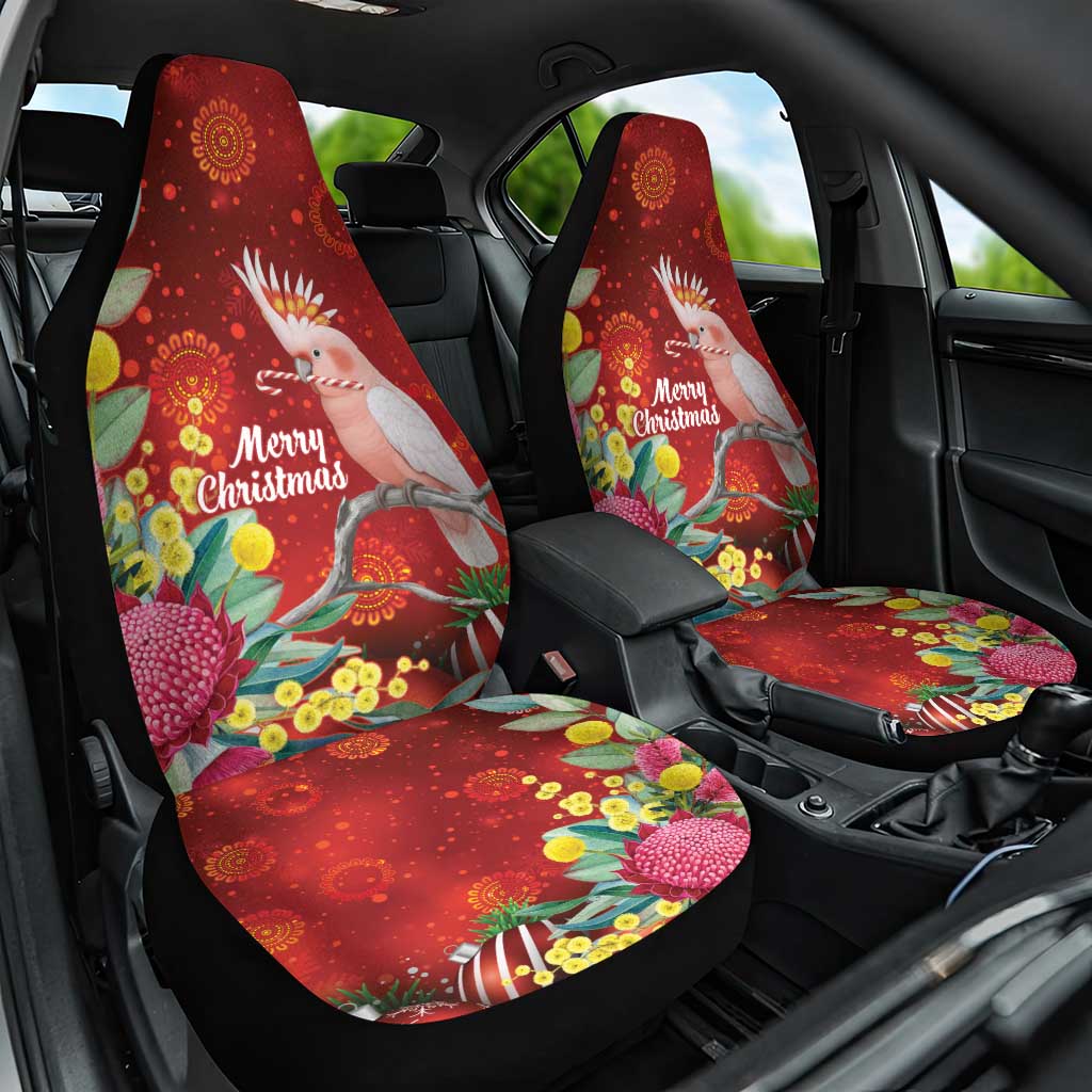Australia Pink Cockatoo Christmas Car Seat Cover Aussie Native Flowers Merry Xmas - Red - Aussie Hoodie
