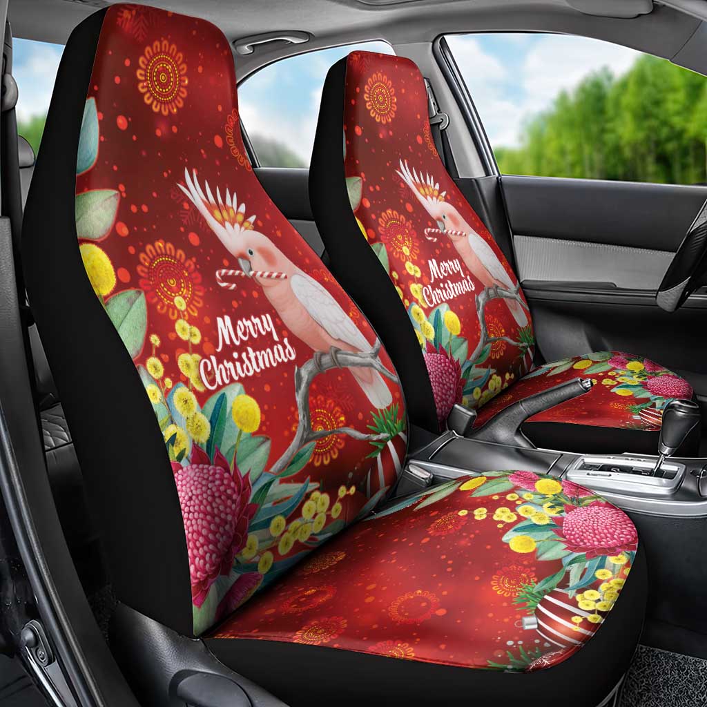 Australia Pink Cockatoo Christmas Car Seat Cover Aussie Native Flowers Merry Xmas - Red - Aussie Hoodie
