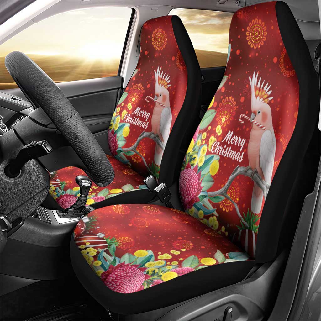 Australia Pink Cockatoo Christmas Car Seat Cover Aussie Native Flowers Merry Xmas - Red - Aussie Hoodie
