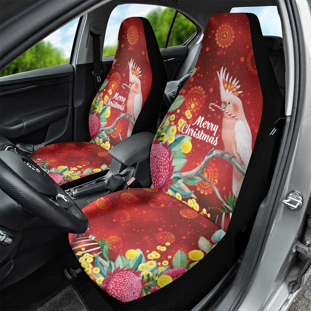 Australia Pink Cockatoo Christmas Car Seat Cover Aussie Native Flowers Merry Xmas - Red - Aussie Hoodie