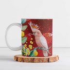 Australia Pink Cockatoo Christmas Ceramic Mug Aussie Native Flowers Merry Xmas - Red - Aussie Hoodie