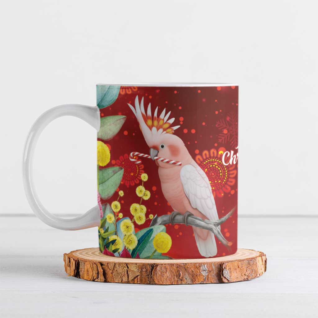 Australia Pink Cockatoo Christmas Ceramic Mug Aussie Native Flowers Merry Xmas - Red - Aussie Hoodie