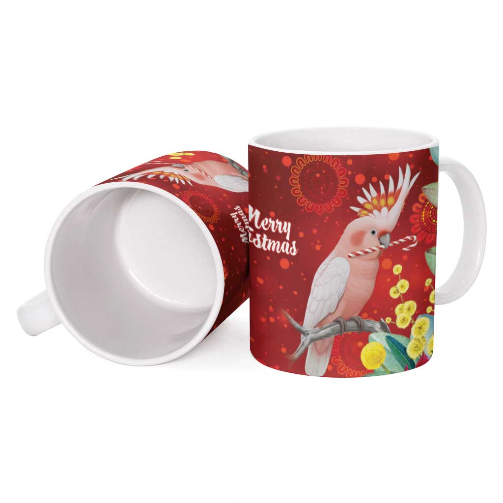 Australia Pink Cockatoo Christmas Ceramic Mug Aussie Native Flowers Merry Xmas - Red - Aussie Hoodie