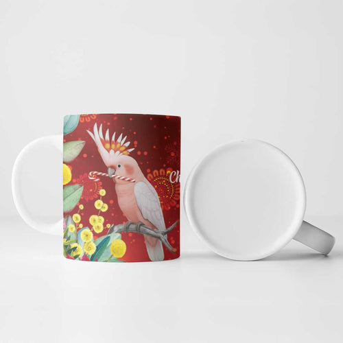 Australia Pink Cockatoo Christmas Ceramic Mug Aussie Native Flowers Merry Xmas - Red - Aussie Hoodie