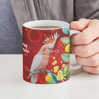 Australia Pink Cockatoo Christmas Ceramic Mug Aussie Native Flowers Merry Xmas - Red - Aussie Hoodie