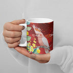 Australia Pink Cockatoo Christmas Ceramic Mug Aussie Native Flowers Merry Xmas - Red - Aussie Hoodie