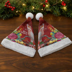 Australia Pink Cockatoo Christmas Santa Hat Aussie Native Flowers Merry Xmas - Red - Aussie Hoodie