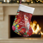 Australia Pink Cockatoo Christmas Stocking Aussie Native Flowers Merry Xmas - Red - Aussie Hoodie