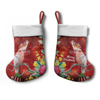 Australia Pink Cockatoo Christmas Stocking Aussie Native Flowers Merry Xmas - Red - Aussie Hoodie