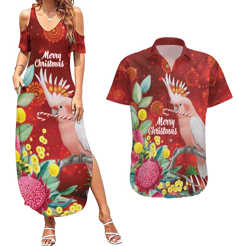 Australia Pink Cockatoo Christmas Couples Matching Summer Maxi Dress and Hawaiian Shirt Aussie Native Flowers Merry Xmas - Red - Aussie Hoodie