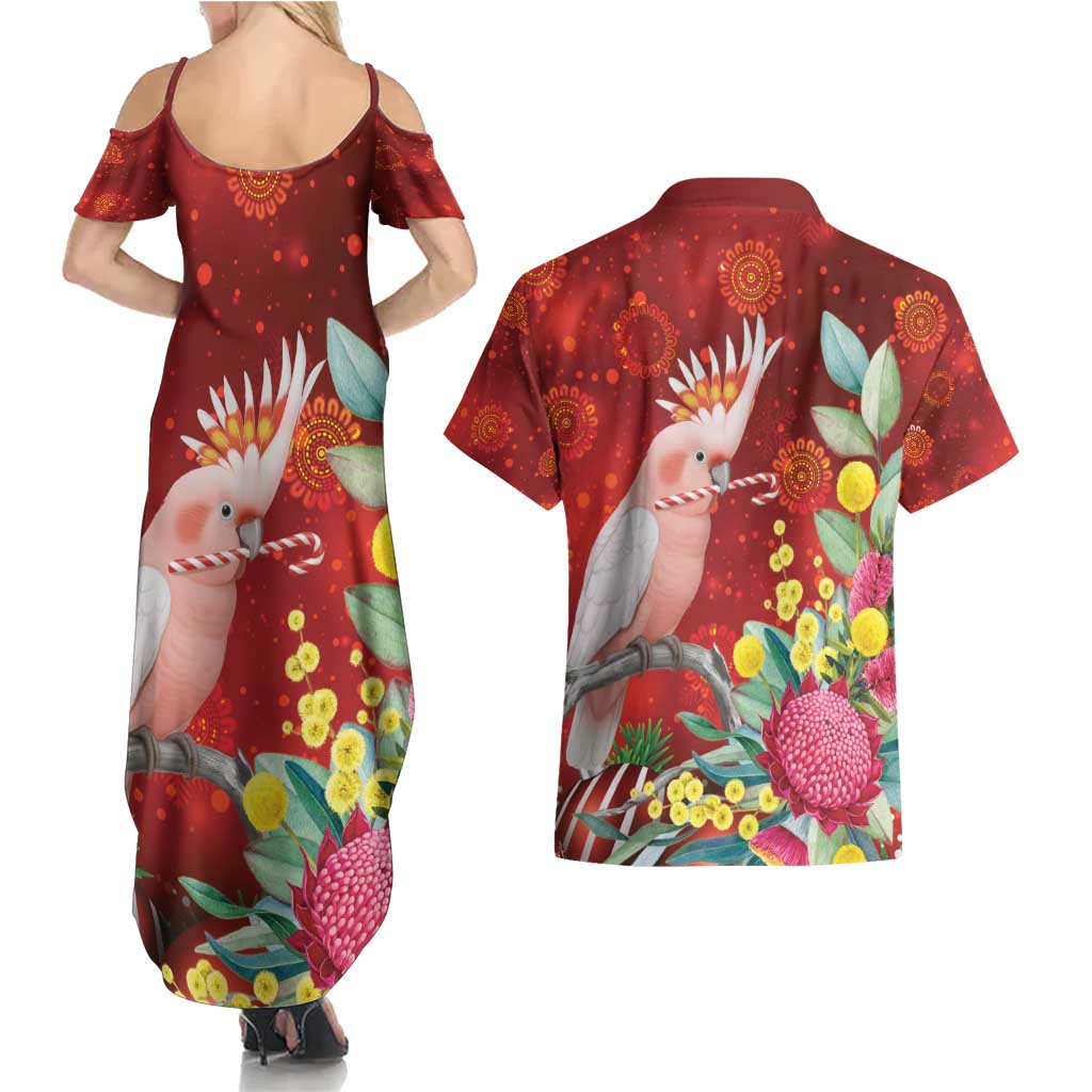 Australia Pink Cockatoo Christmas Couples Matching Summer Maxi Dress and Hawaiian Shirt Aussie Native Flowers Merry Xmas - Red - Aussie Hoodie