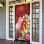 Australia Pink Cockatoo Christmas Door Cover Aussie Native Flowers Merry Xmas - Red - Aussie Hoodie