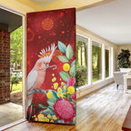 Australia Pink Cockatoo Christmas Door Cover Aussie Native Flowers Merry Xmas - Red - Aussie Hoodie