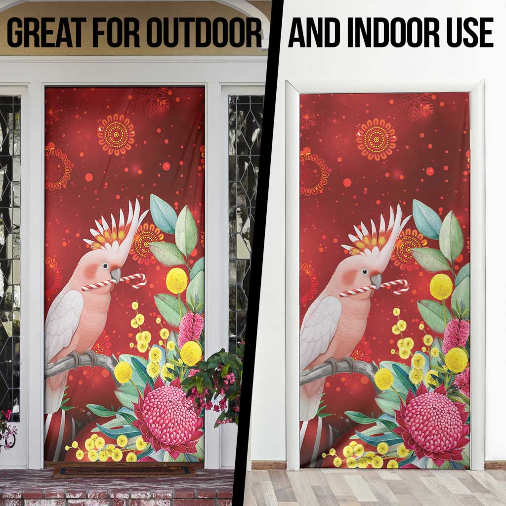 Australia Pink Cockatoo Christmas Door Cover Aussie Native Flowers Merry Xmas - Red - Aussie Hoodie