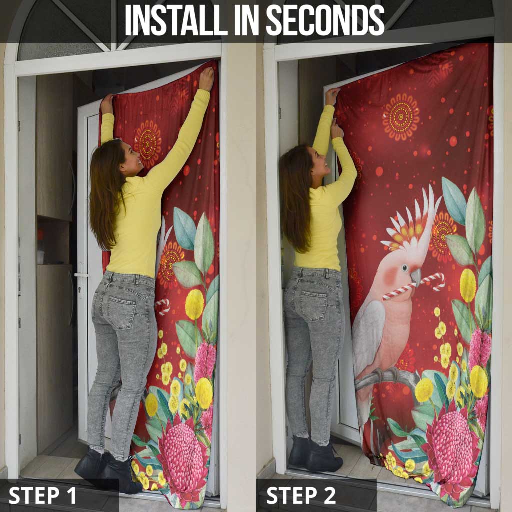 Australia Pink Cockatoo Christmas Door Cover Aussie Native Flowers Merry Xmas - Red - Aussie Hoodie