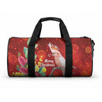 Australia Pink Cockatoo Christmas Duffle Bag Aussie Native Flowers Merry Xmas - Red