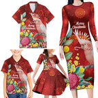 Australia Pink Cockatoo Christmas Family Matching Long Sleeve Bodycon Dress and Hawaiian Shirt Aussie Native Flowers Merry Xmas - Red - Aussie Hoodie