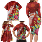 Australia Pink Cockatoo Christmas Family Matching Long Sleeve Bodycon Dress and Hawaiian Shirt Aussie Native Flowers Merry Xmas - Red - Aussie Hoodie