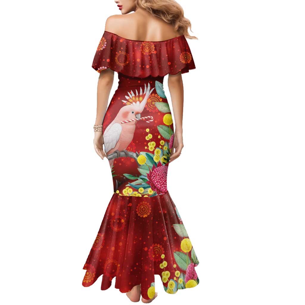 Australia Pink Cockatoo Christmas Family Matching Mermaid Dress and Hawaiian Shirt Aussie Native Flowers Merry Xmas - Red - Aussie Hoodie
