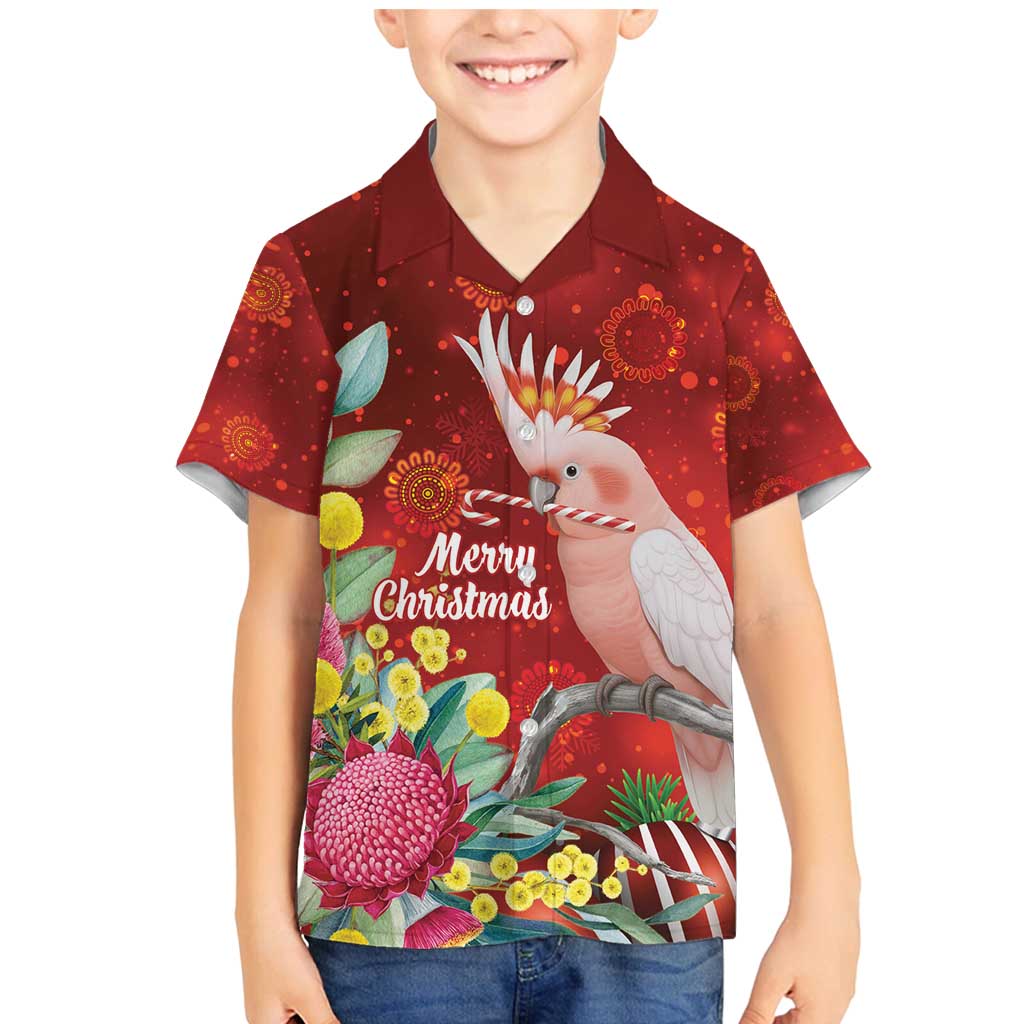 Australia Pink Cockatoo Christmas Family Matching Mermaid Dress and Hawaiian Shirt Aussie Native Flowers Merry Xmas - Red - Aussie Hoodie