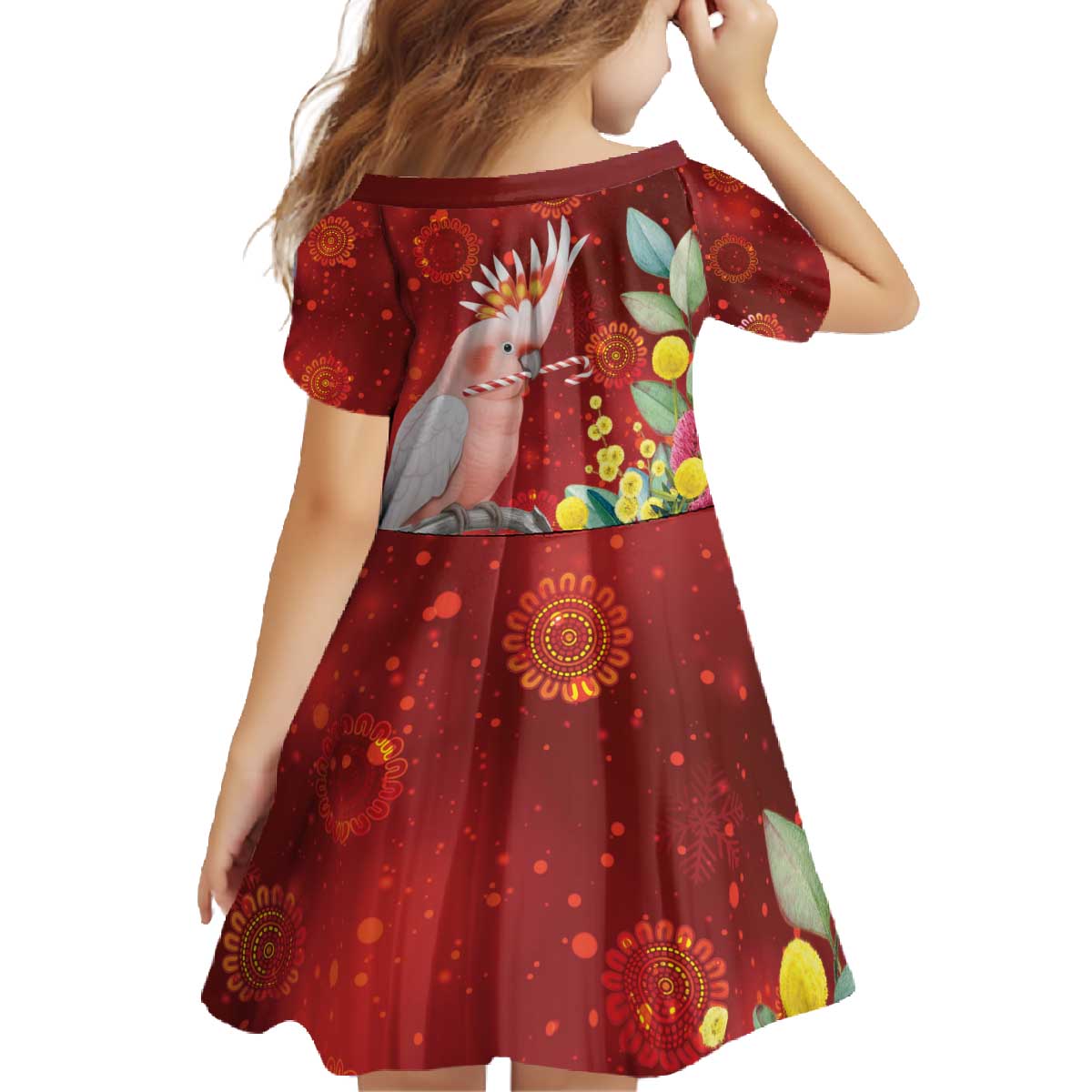 Australia Pink Cockatoo Christmas Family Matching Off The Shoulder Long Sleeve Dress and Hawaiian Shirt Aussie Native Flowers Merry Xmas - Red - Aussie Hoodie