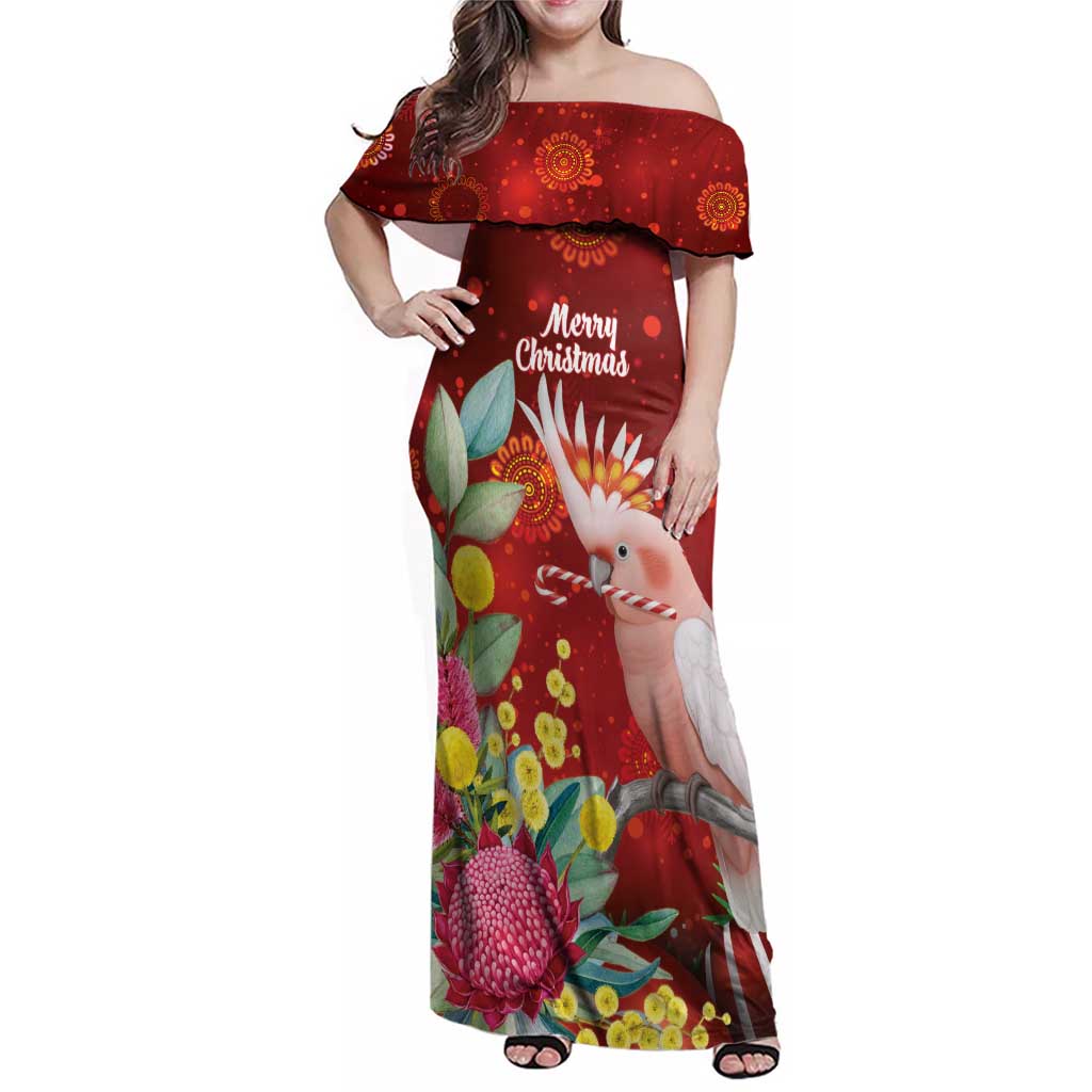 Australia Pink Cockatoo Christmas Family Matching Off Shoulder Maxi Dress and Hawaiian Shirt Aussie Native Flowers Merry Xmas - Red - Aussie Hoodie