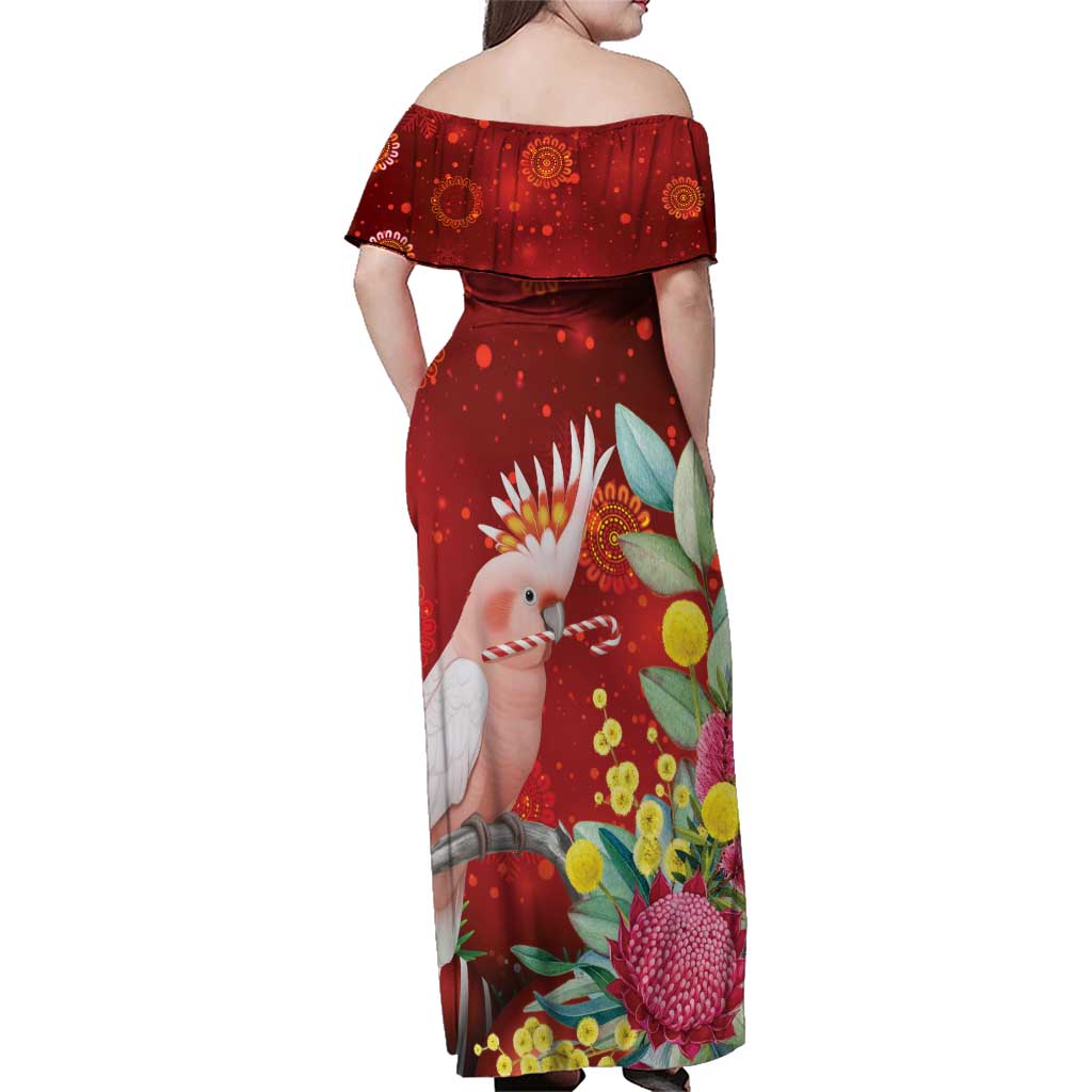 Australia Pink Cockatoo Christmas Family Matching Off Shoulder Maxi Dress and Hawaiian Shirt Aussie Native Flowers Merry Xmas - Red - Aussie Hoodie