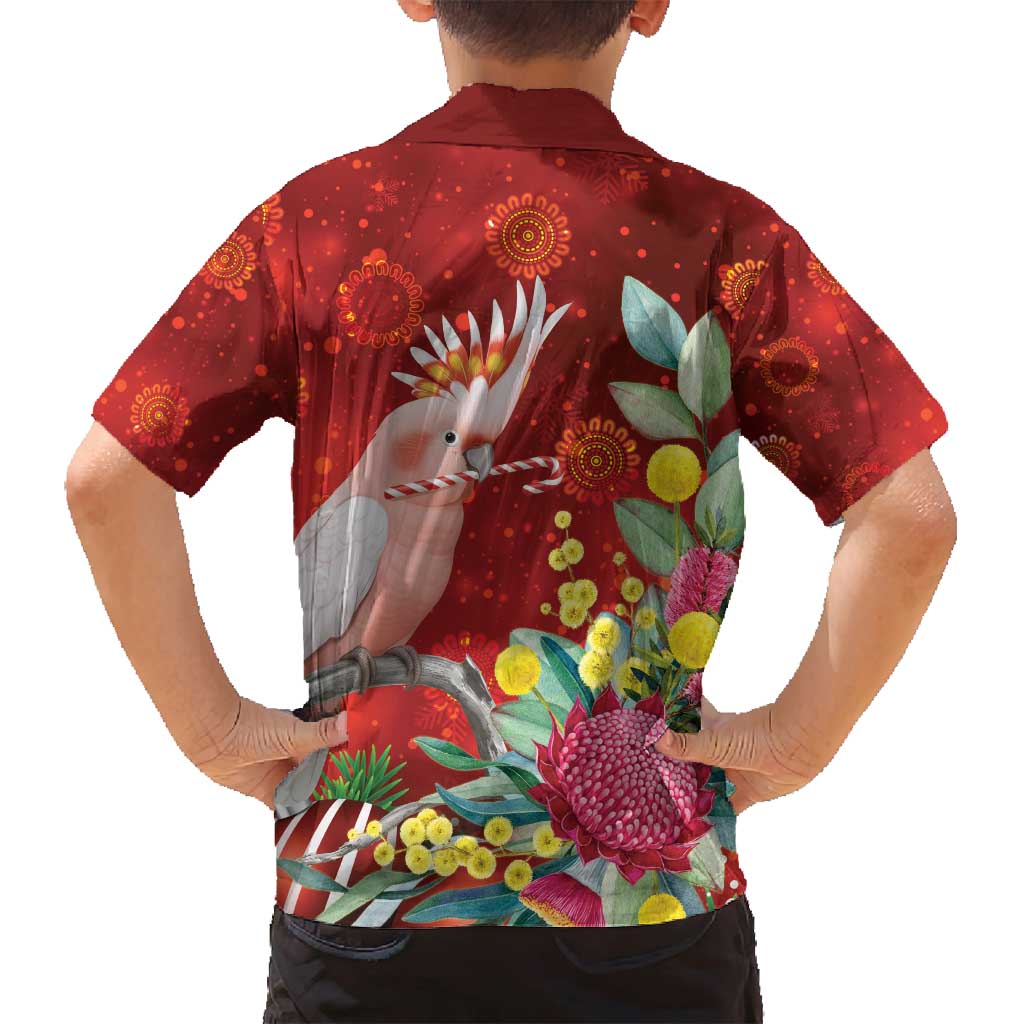 Australia Pink Cockatoo Christmas Family Matching Off Shoulder Short Dress and Hawaiian Shirt Aussie Native Flowers Merry Xmas - Red - Aussie Hoodie