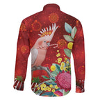Australia Pink Cockatoo Christmas Family Matching Off Shoulder Short Dress and Hawaiian Shirt Aussie Native Flowers Merry Xmas - Red - Aussie Hoodie