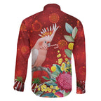 Australia Pink Cockatoo Christmas Family Matching Short Sleeve Bodycon Dress and Hawaiian Shirt Aussie Native Flowers Merry Xmas - Red - Aussie Hoodie