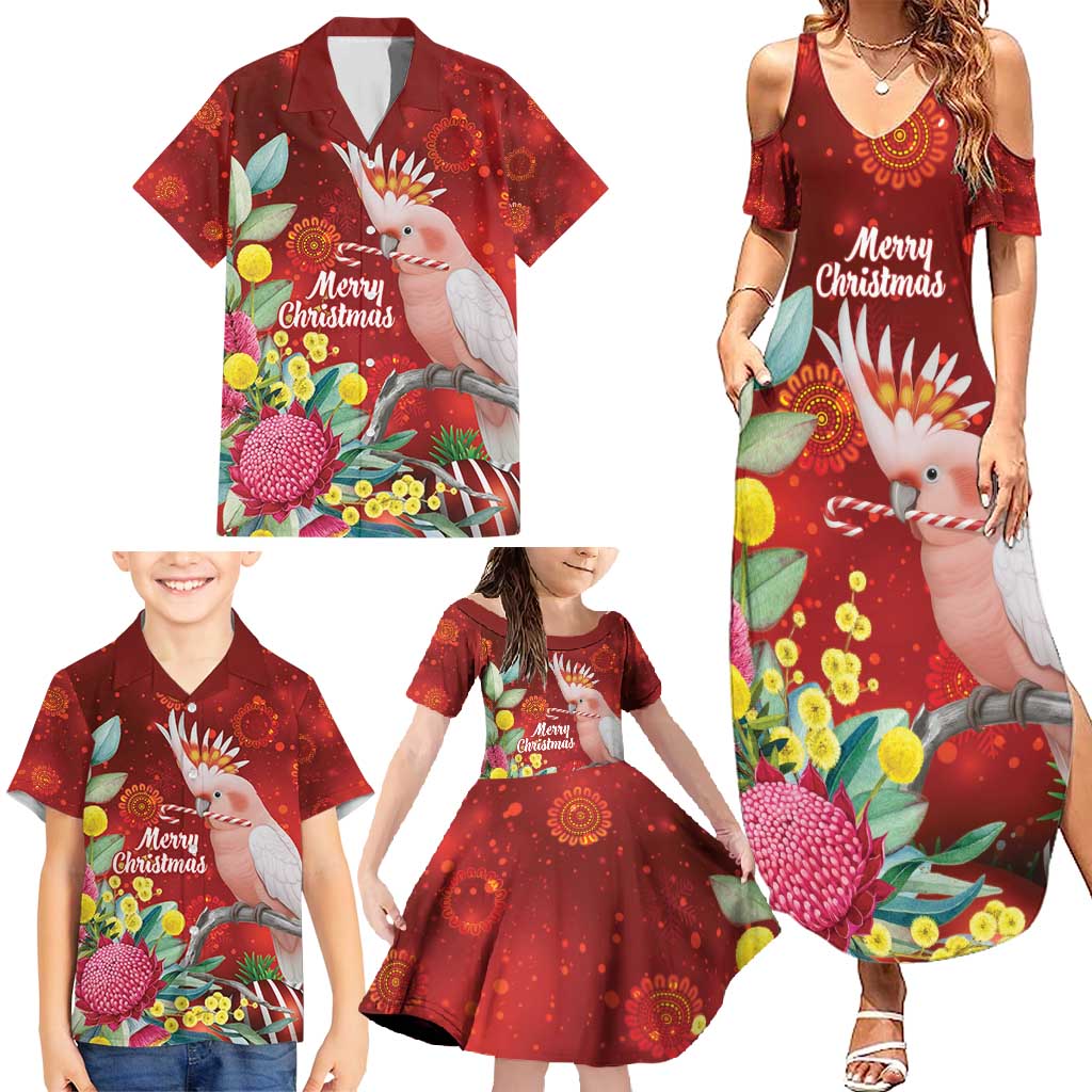 Australia Pink Cockatoo Christmas Family Matching Summer Maxi Dress and Hawaiian Shirt Aussie Native Flowers Merry Xmas - Red - Aussie Hoodie