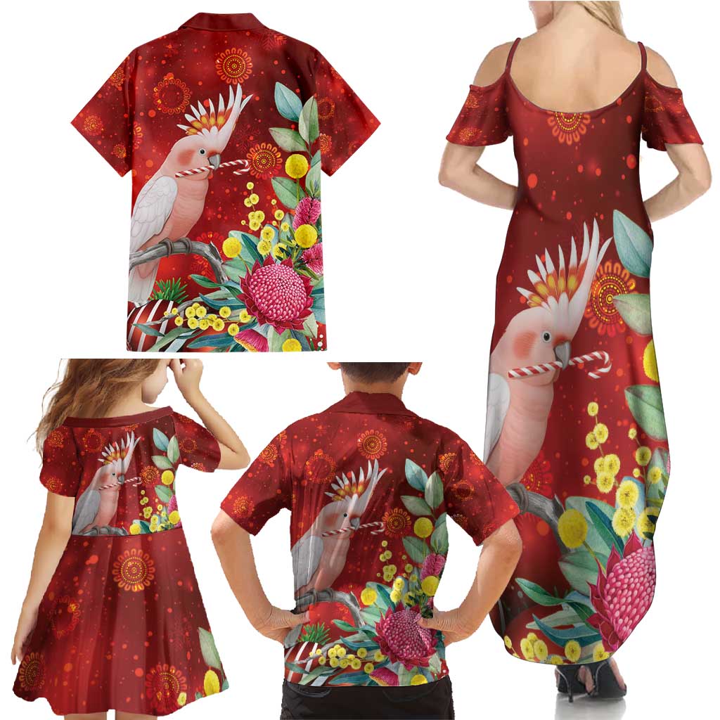 Australia Pink Cockatoo Christmas Family Matching Summer Maxi Dress and Hawaiian Shirt Aussie Native Flowers Merry Xmas - Red - Aussie Hoodie
