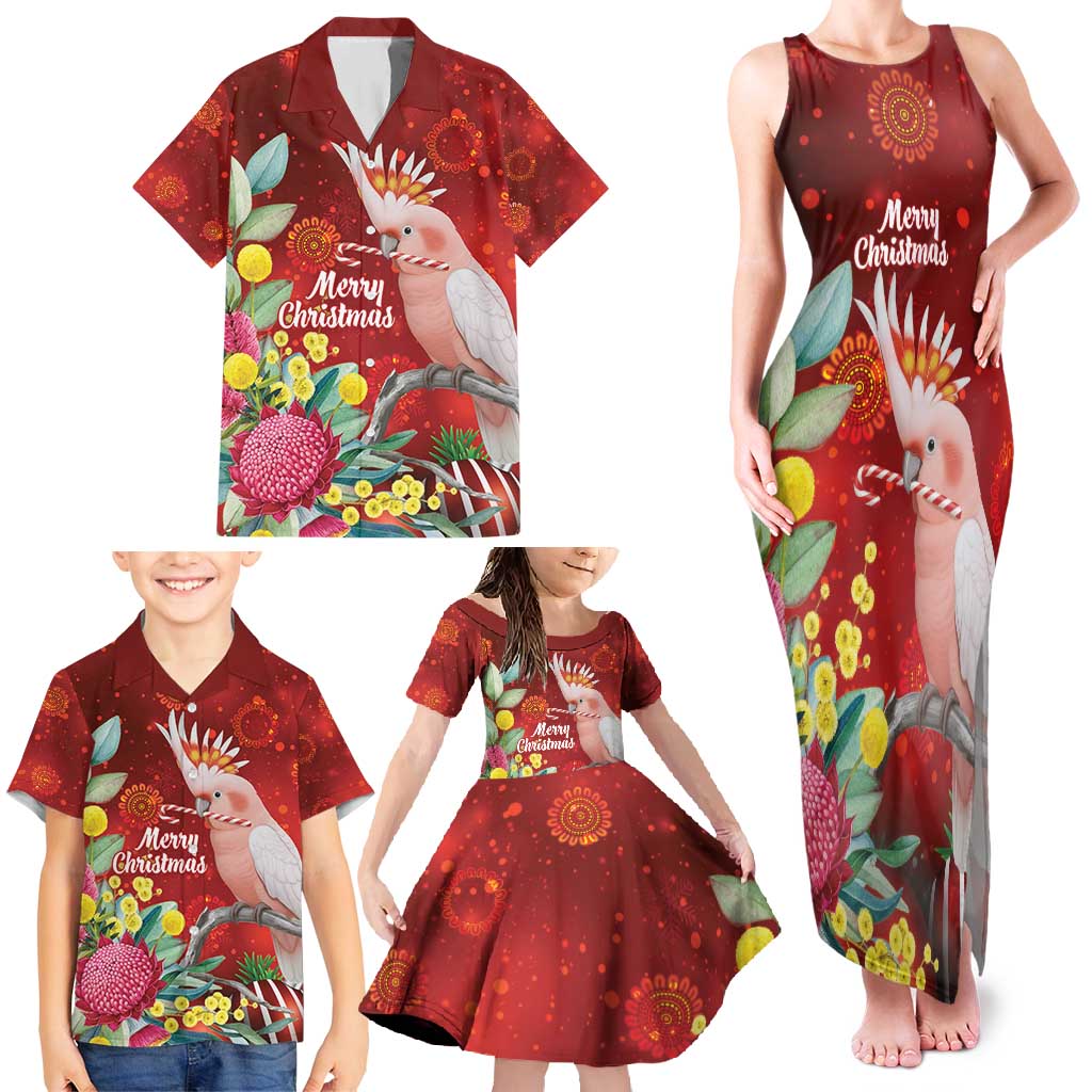 Australia Pink Cockatoo Christmas Family Matching Tank Maxi Dress and Hawaiian Shirt Aussie Native Flowers Merry Xmas - Red - Aussie Hoodie