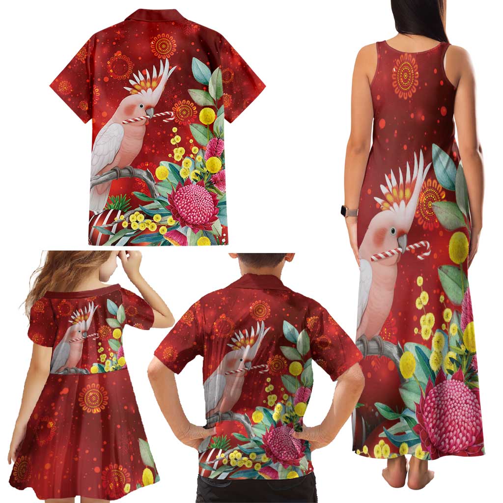 Australia Pink Cockatoo Christmas Family Matching Tank Maxi Dress and Hawaiian Shirt Aussie Native Flowers Merry Xmas - Red - Aussie Hoodie