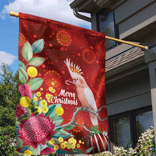 Australia Pink Cockatoo Christmas Garden Flag Aussie Native Flowers Merry Xmas - Red - Aussie Hoodie