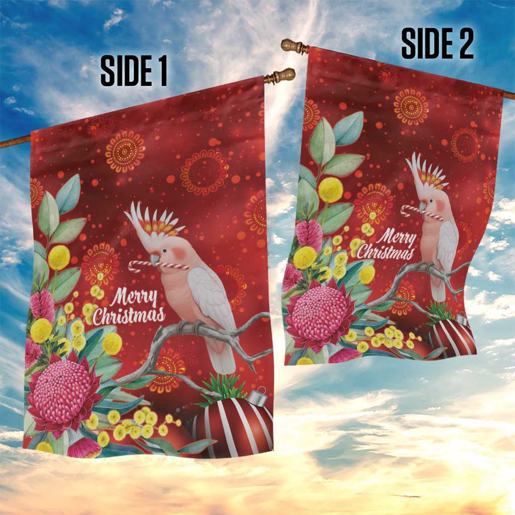 Australia Pink Cockatoo Christmas Garden Flag Aussie Native Flowers Merry Xmas - Red - Aussie Hoodie