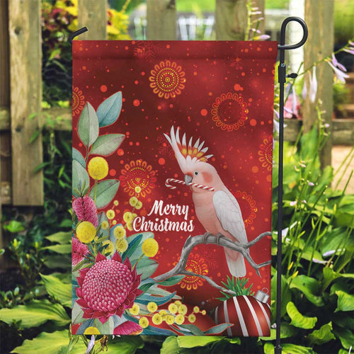 Australia Pink Cockatoo Christmas Garden Flag Aussie Native Flowers Merry Xmas - Red - Aussie Hoodie