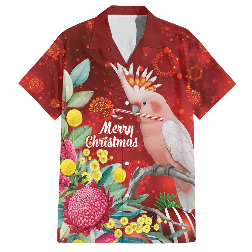 Australia Pink Cockatoo Christmas Hawaiian Shirt Aussie Native Flowers Merry Xmas - Red - Aussie Hoodie