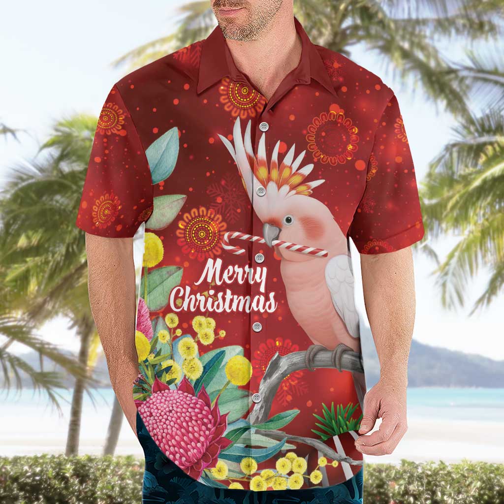 Australia Pink Cockatoo Christmas Hawaiian Shirt Aussie Native Flowers Merry Xmas - Red - Aussie Hoodie